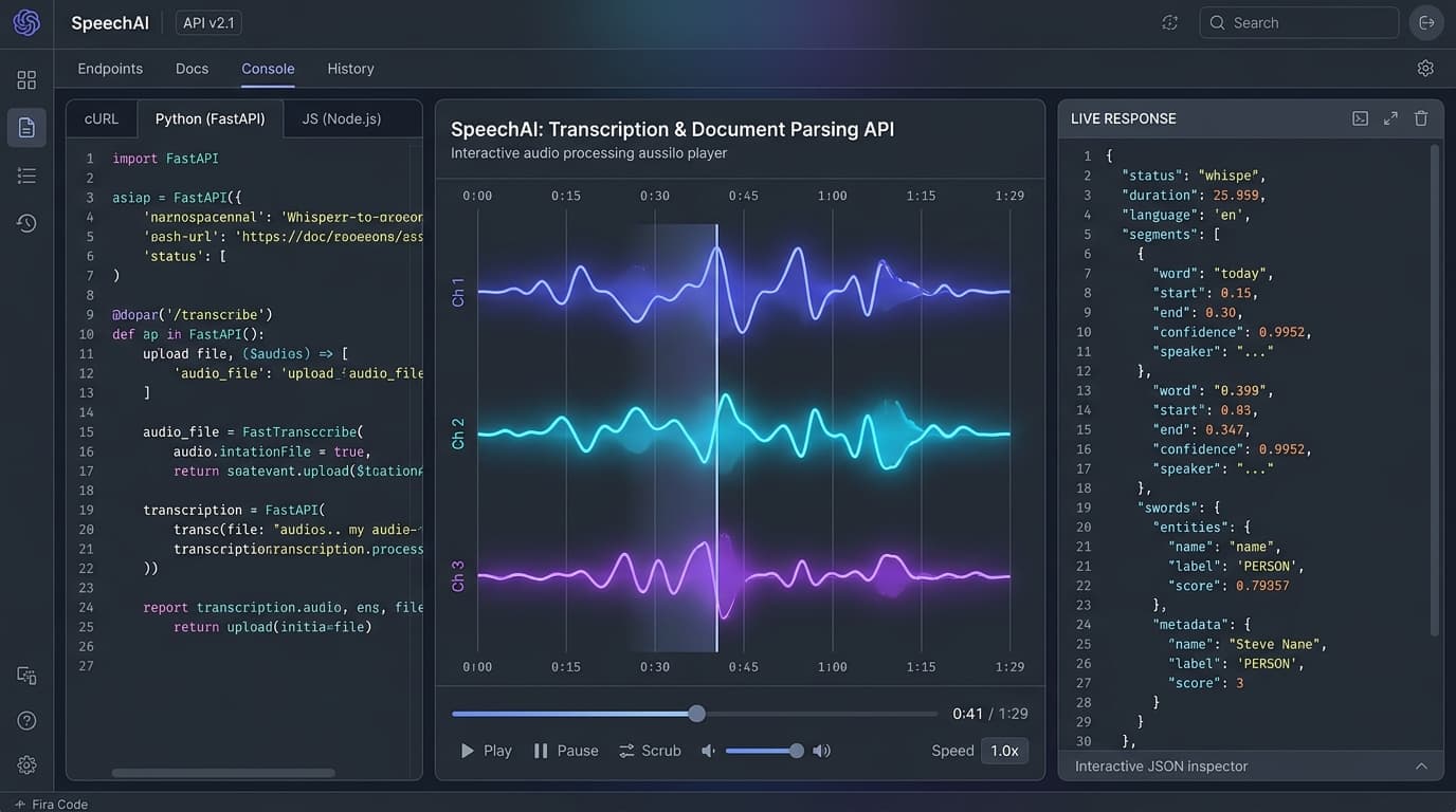 Transcription & Document Parsing API: Speech-to-Text & Multimodal OCR