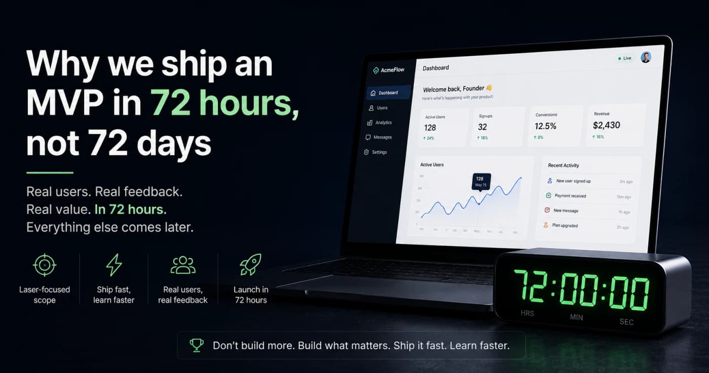 Why we ship an MVP in 72 hours, not 72 days